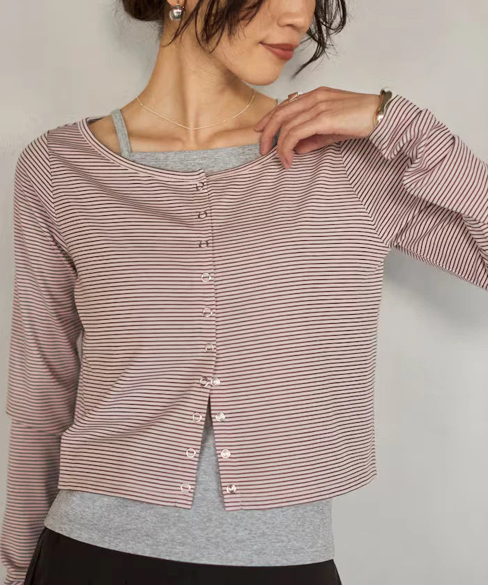 [February 12, 12:00 Release] Layered Set Top / Striped Cardigan & Camisole