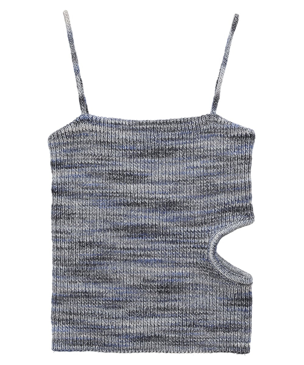 MIX BORDER SIDE HOLE KNIT TOPS
