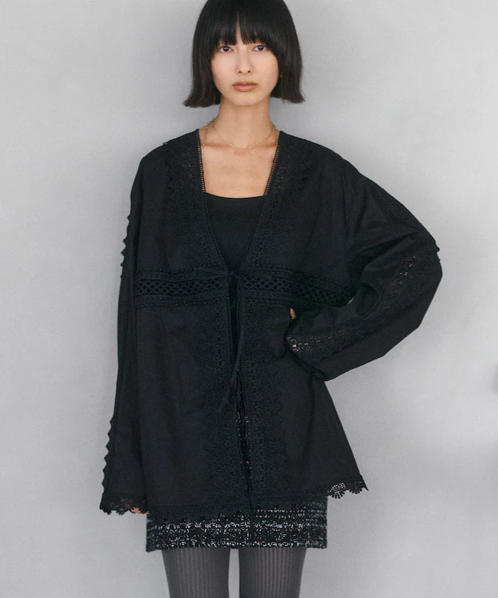 Lace Panel V-Neck Shirt