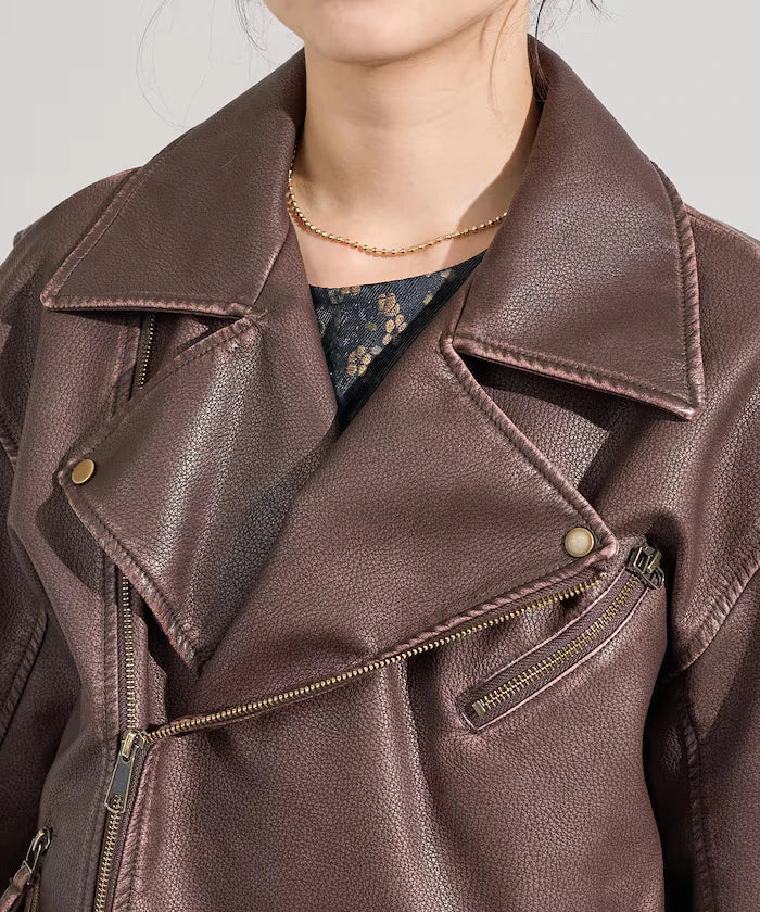 Vintage-Like Leather Double Riders Jacket