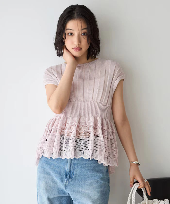 Japan Made Whole Garment Peplum Top