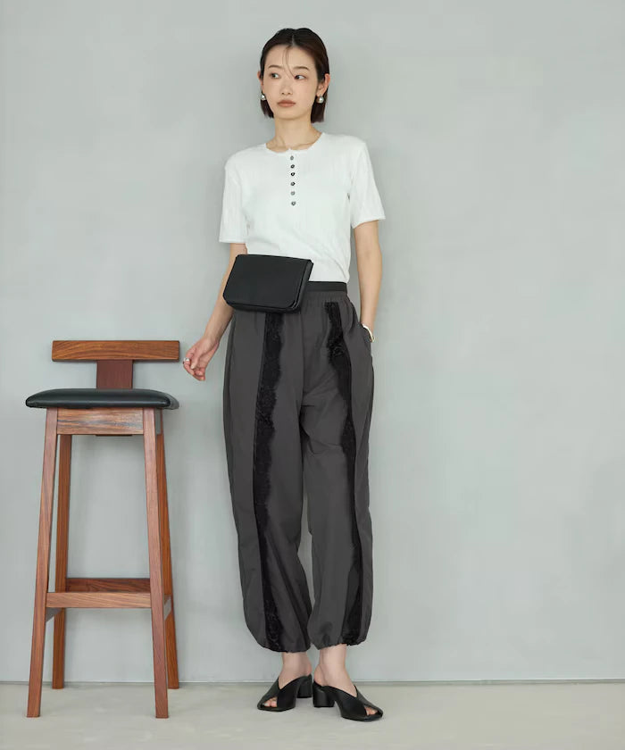 Nylon Lace Easy Wide Pants