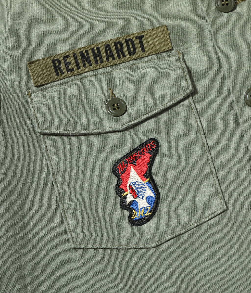 Shirt Man's Cotton Sateen Olive Green Shade107 "Demilitarized Zone"
