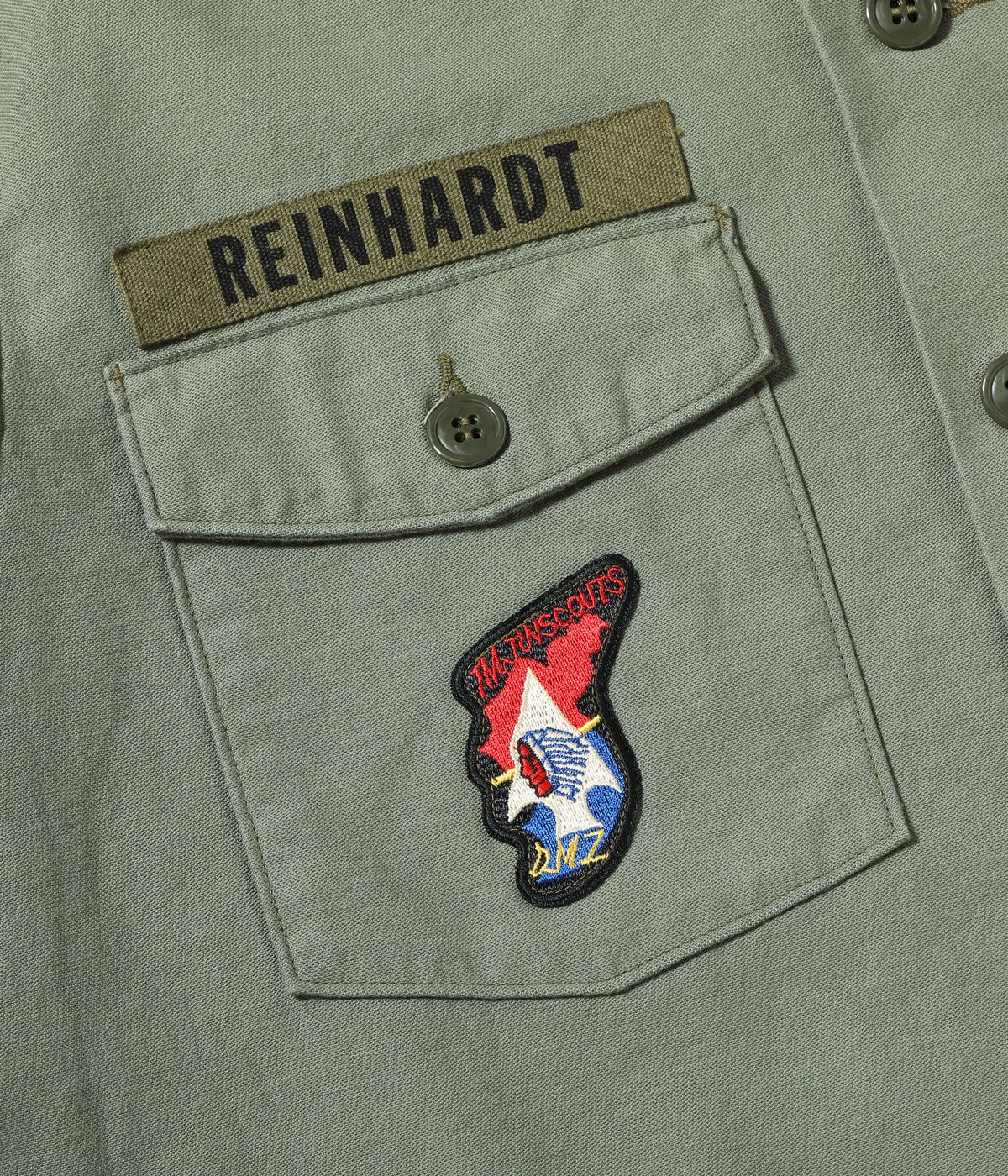 Shirt Man's Cotton Sateen Olive Green Shade107 "Demilitarized Zone"
