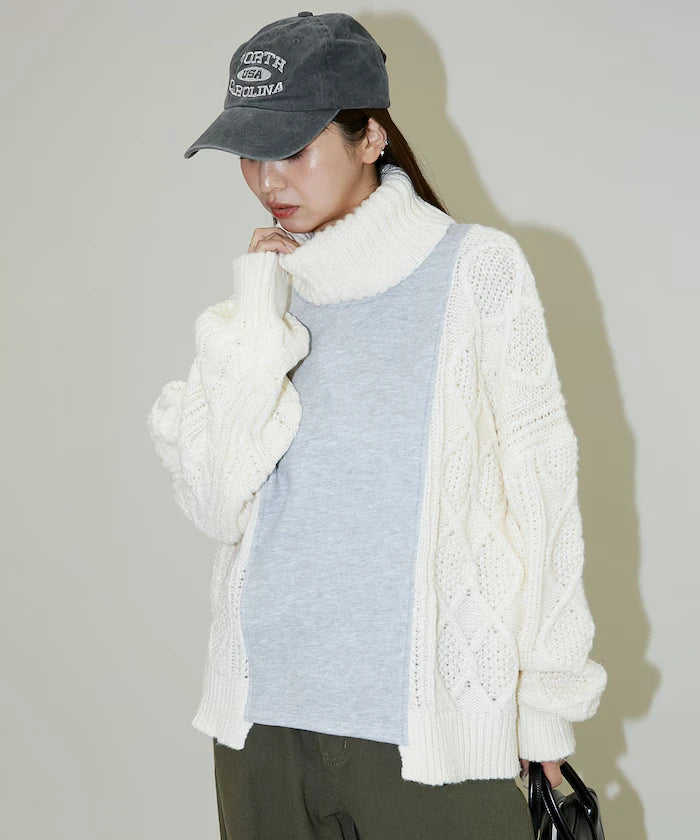 Mixed Material Switch Turtle Neck Knit Limited Edition