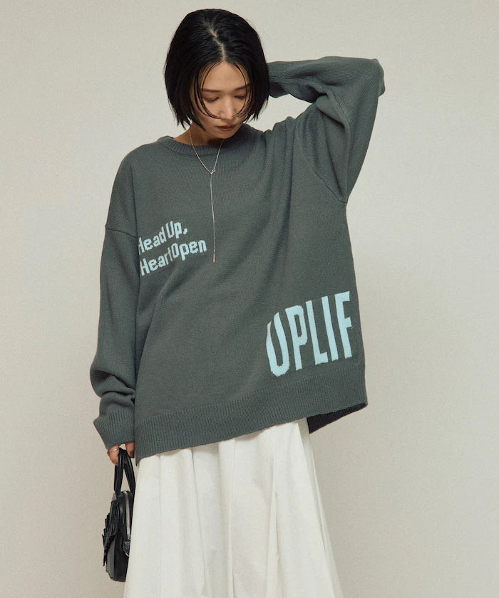 Sweat-like Lettered Knit / Jacquard Knit