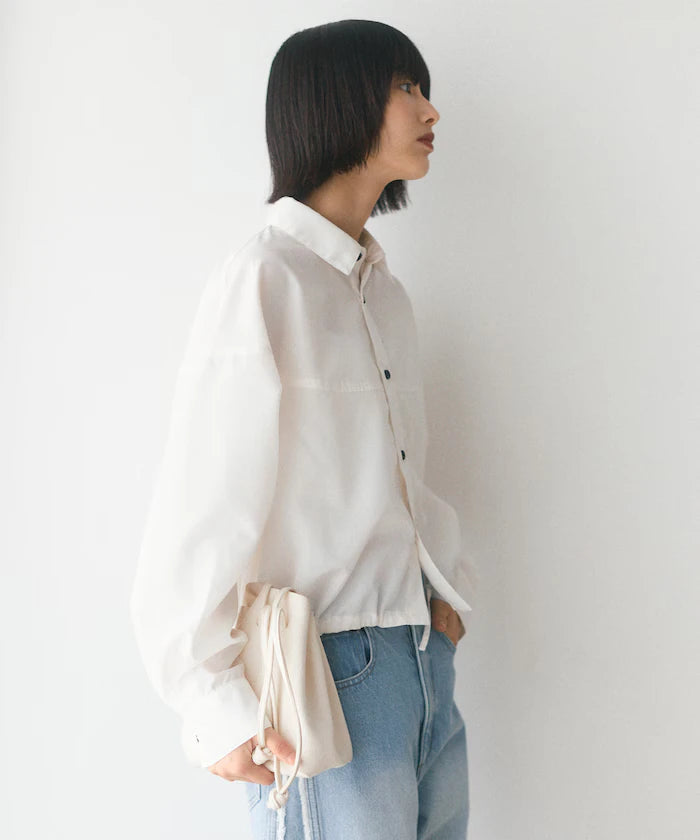 Hem Code Switch Short Length Long Sleeve Shirt