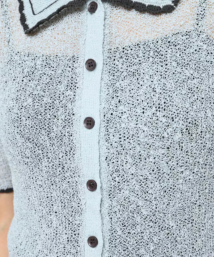 Color Embroidered Polo Collar Cardigan [Limited Edition]