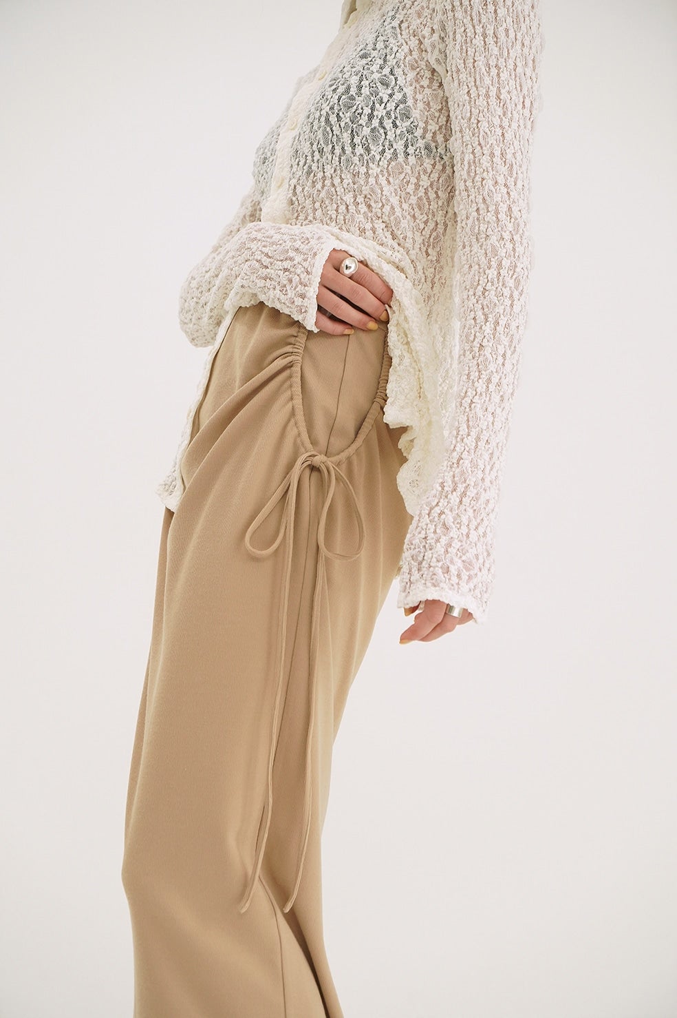 PANTS LAYERED SIDE SHIRRING SKIRT