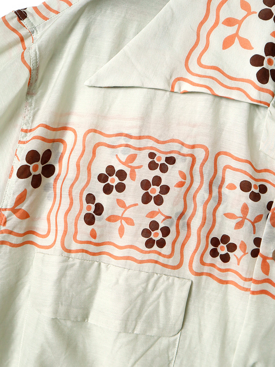 Silk Rayon COOKIE Pattern Langle Color Aloha Shirt