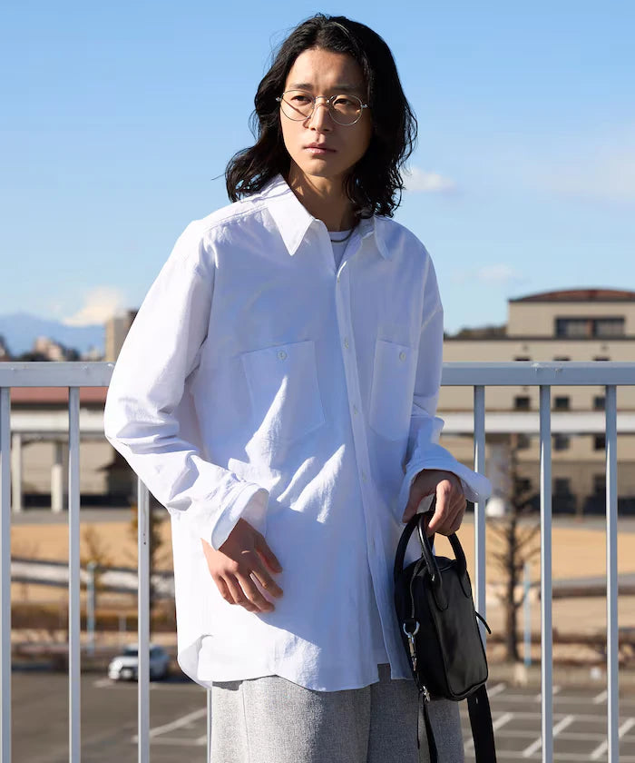 Oversized Classic Regular Collar Chambray Shirt Long Sleeve
