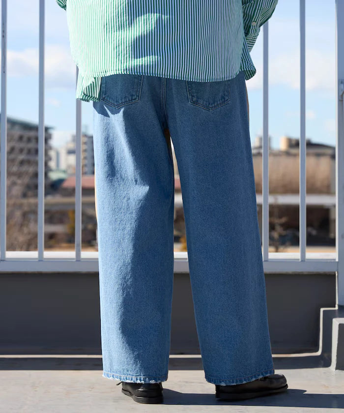 Chino Denim Docking Pants / Wide Straight Pants