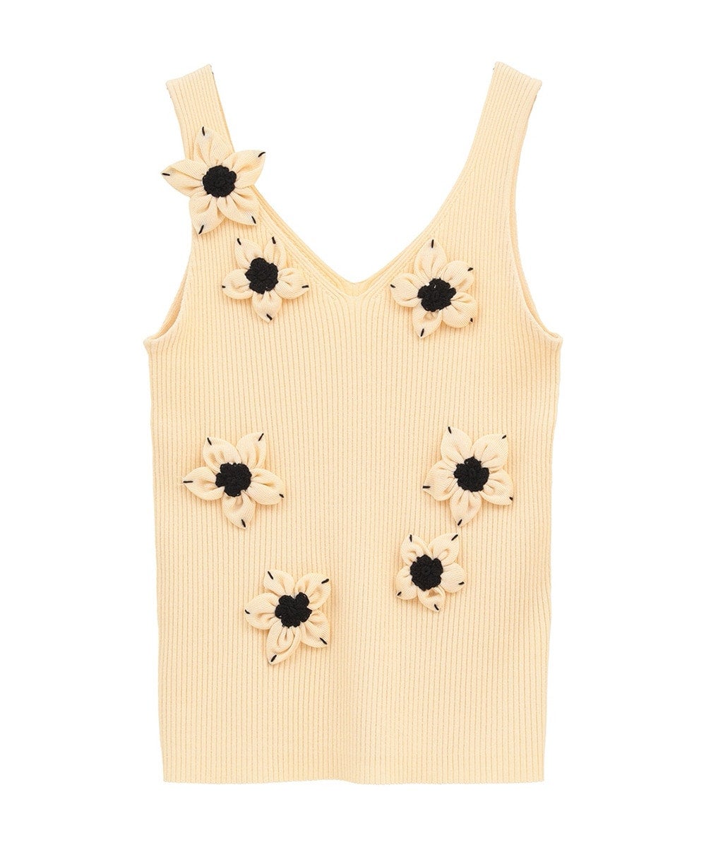 FLOWER MOTIF CAMI KNIT TOPS