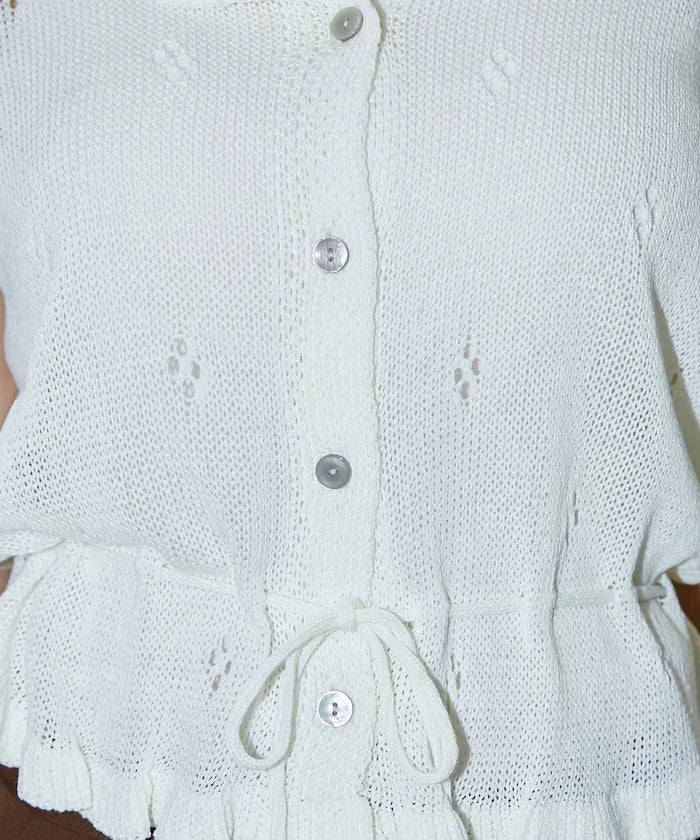 Linen Touch Eyelet Knit Cardigan Limited Edition