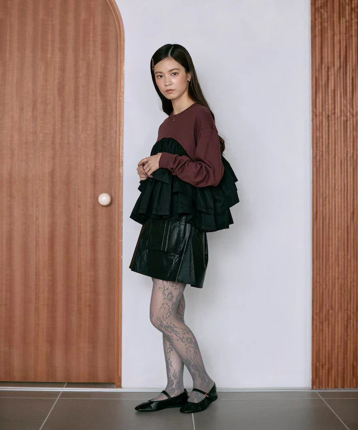 Organic Cotton Docking Frill Sweat / Relaxed Fit / Backed Sweat