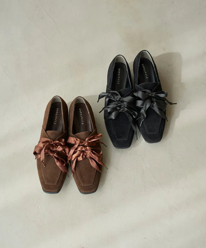 Suede-like Ribbon Lace-up Shoes (Available in sizes 22.5 to 24.5 cm)