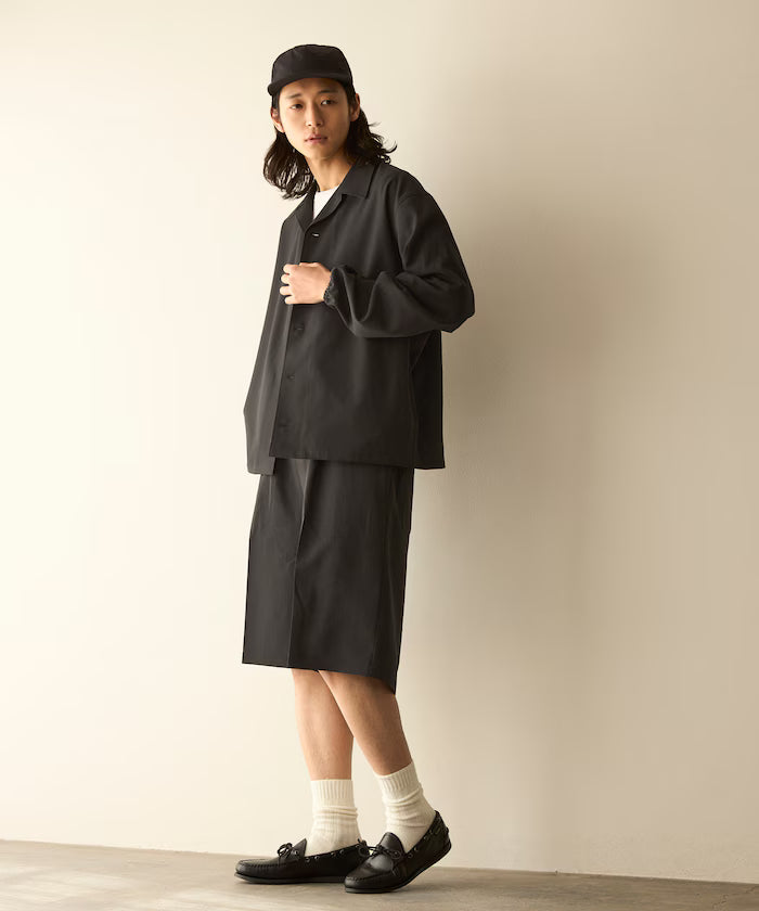 Functional Material Oversized CPO Shirt & Wide Easy Pants Setup / Washable / UV Cut / Quick Dry / Contact Cooling