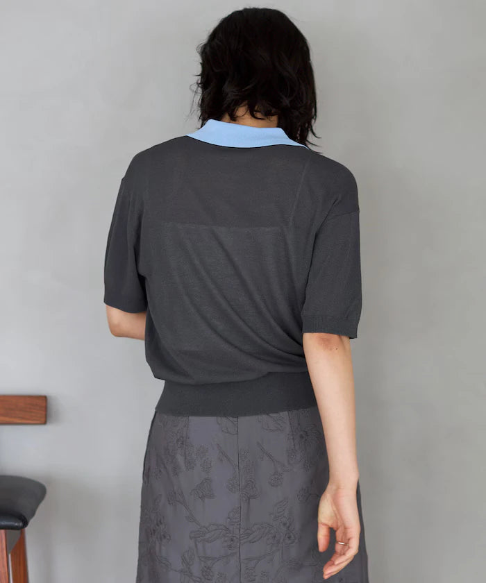 Relaxed Fit Color Design Polo Knit / Bicolor / Multi Stripe
