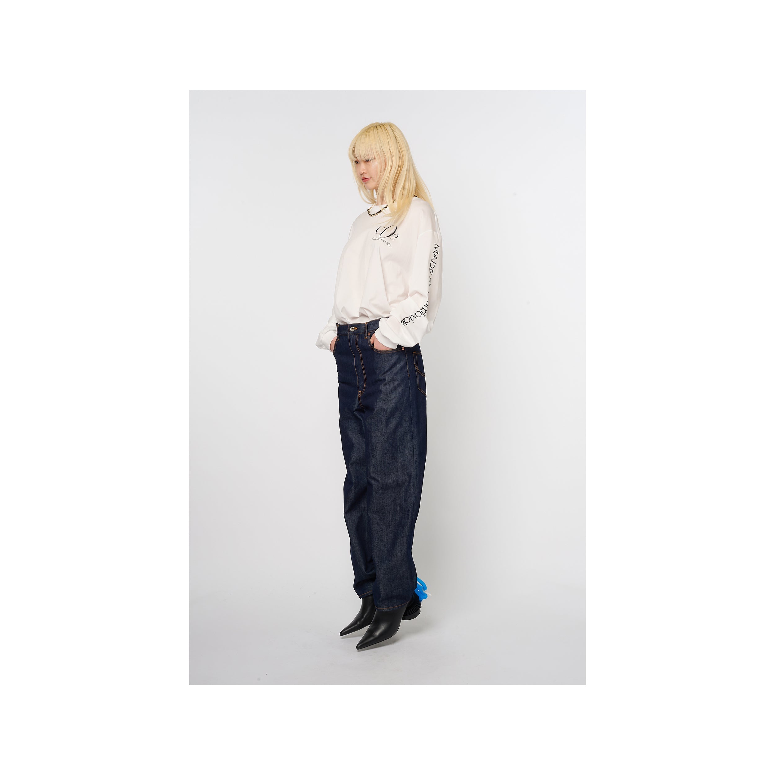 CO2 AIR YARN LONG SLEEVE T-SHIRT：WHITE
