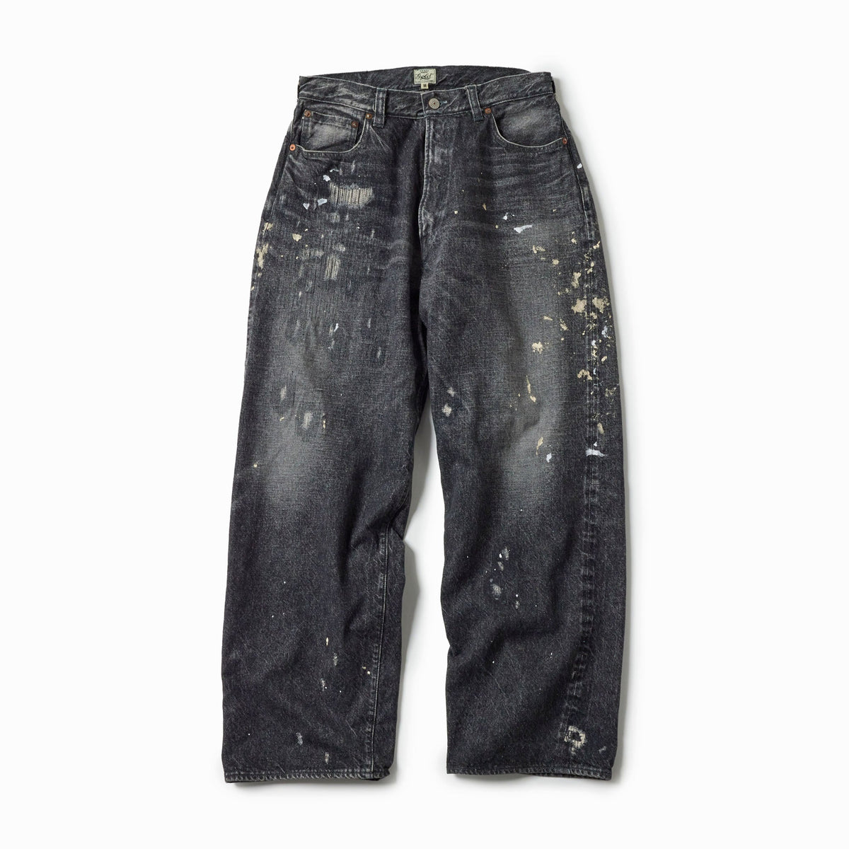 Recycled Waste Suvin Cotton Yarn 14oz. Denim 5Pocket Wide Pants Vintage Washed (Zipper Fly)