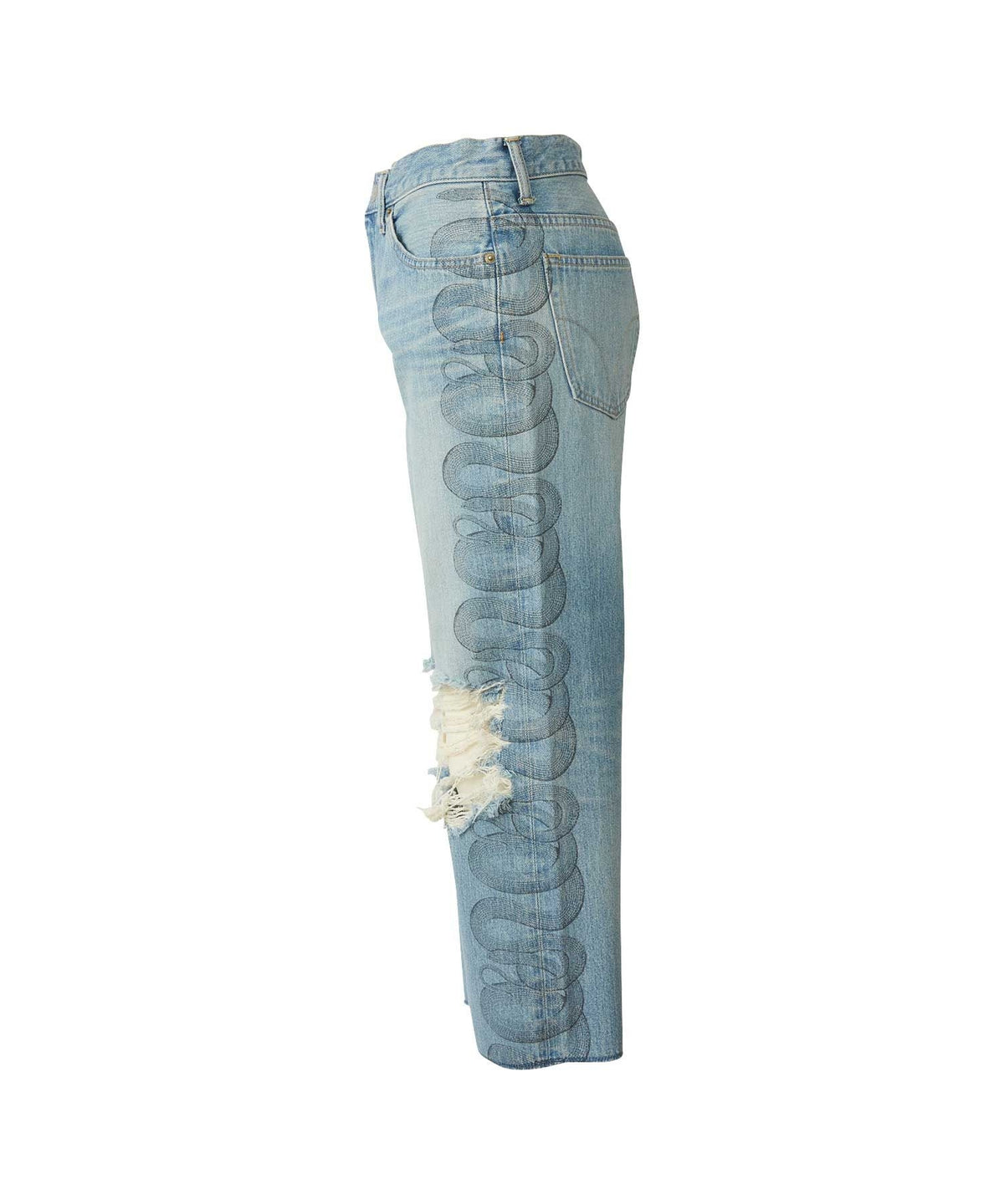 Snake Loop 8 Length Crushed Denim Pants