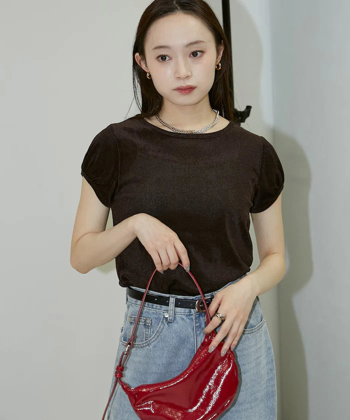 Puff Sleeve Sheer Flocky T-Shirt Limited Edition