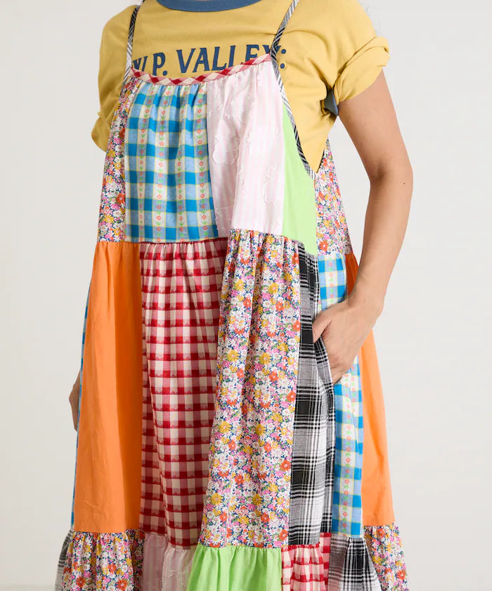Patchwork Three-Tiered Camisole Dress