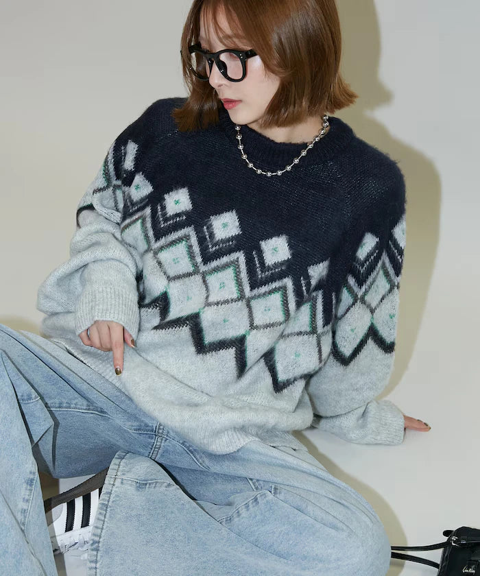Jacquard Mohair Touch Knit Pullover Limited Edition