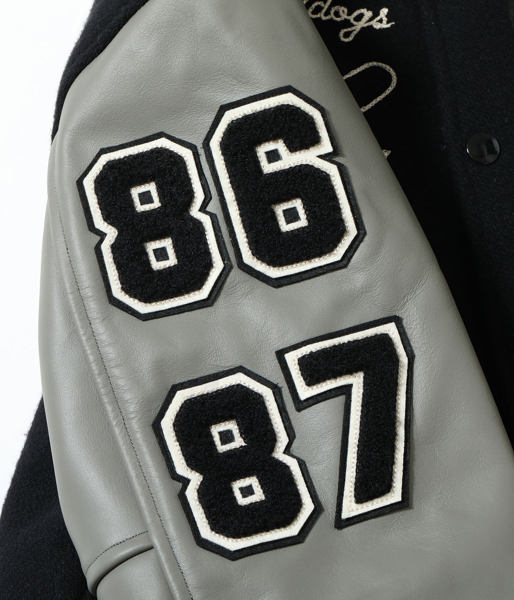 30oz. WOOL MELTON AWARD JACKET “BULLDOGS” (BLACK)