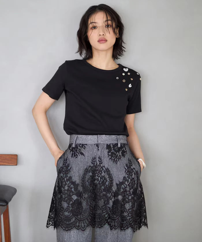 Many Button Cotton Modal Short Sleeve T-Shirt