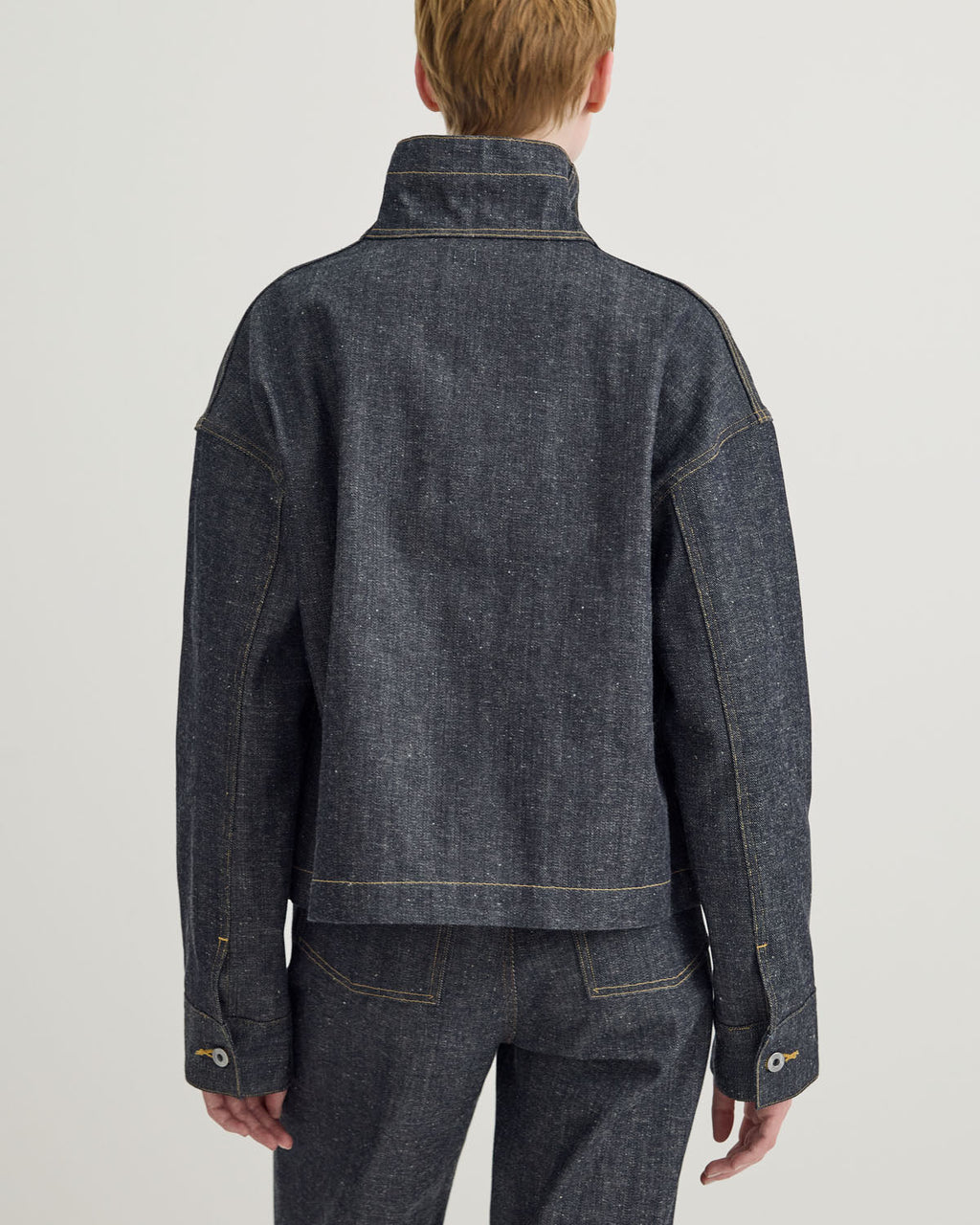 FUNNEL NECK DENIM COVERALL JACKET
