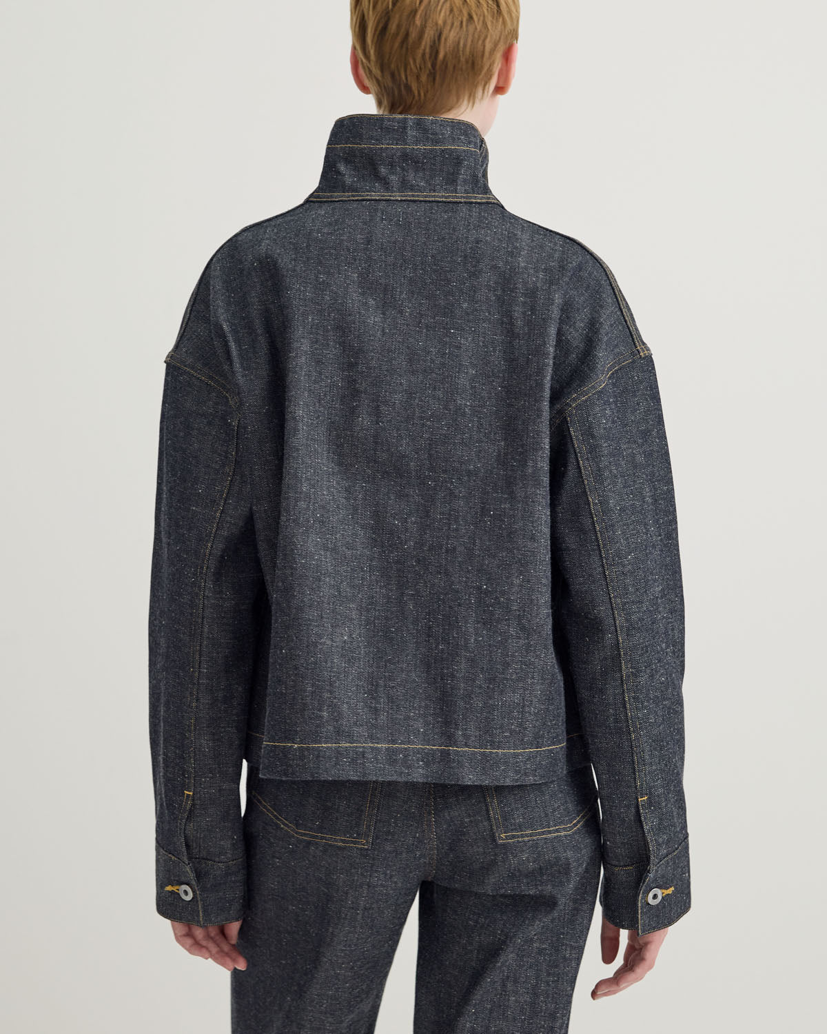 FUNNEL NECK DENIM COVERALL JACKET