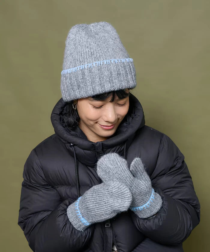 Color Block Blanket Stitch Knit Cap