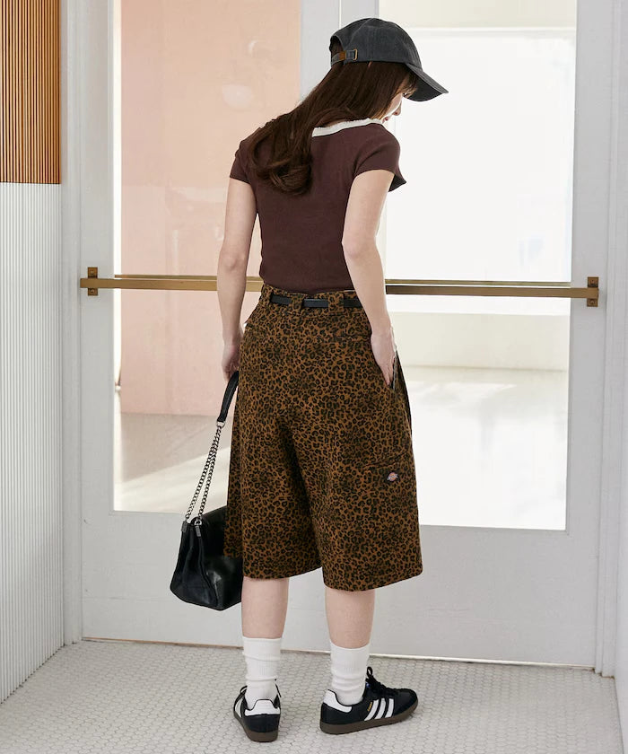 Collar Lace Contrast Henry Rib T-Shirt