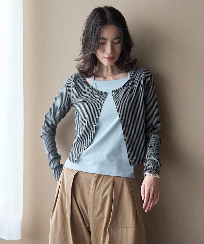 [February 12, 12:00 Release] Layered Set Top / Striped Cardigan & Camisole