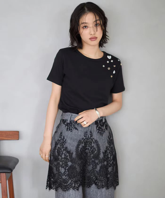 Many Button Cotton Modal Short Sleeve T-Shirt