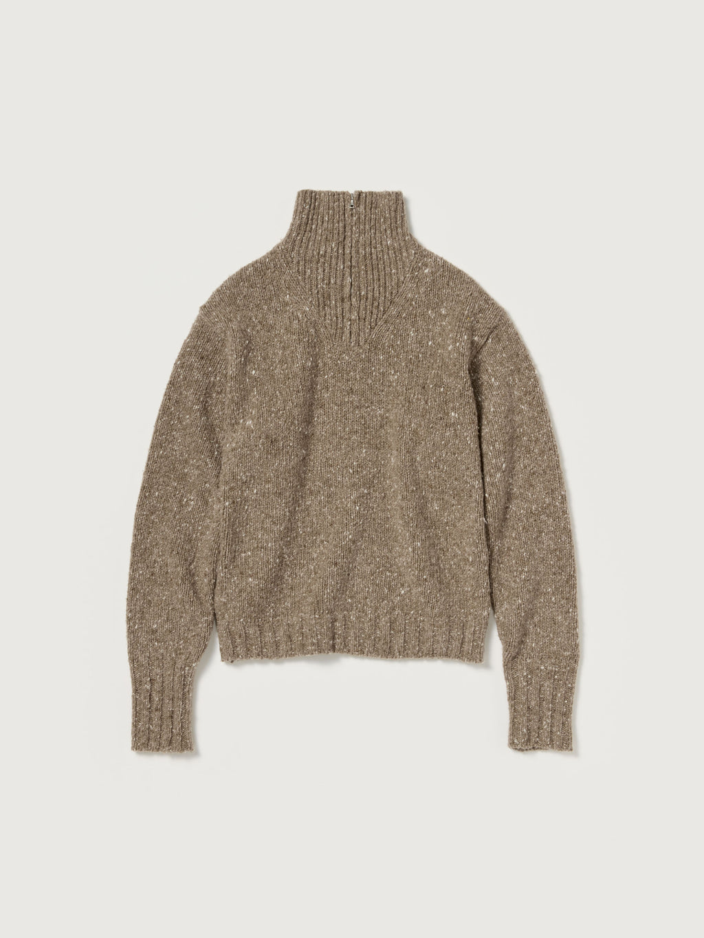 LOW-GAUGE HOMESPUN TWEED KNIT ZIP TURTLE