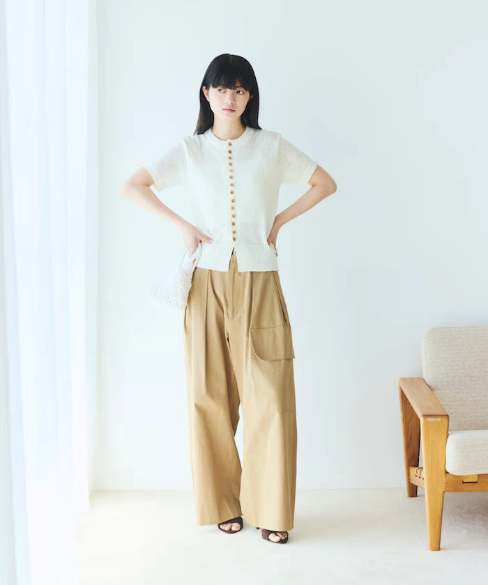 Wood Button Boucle Cardigan