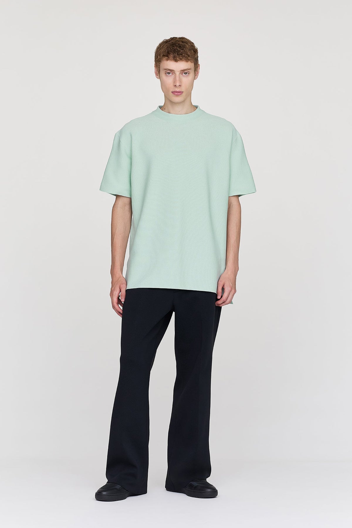 GARTER MOCKNECK SHORT SLEEVE TEE SHIRT