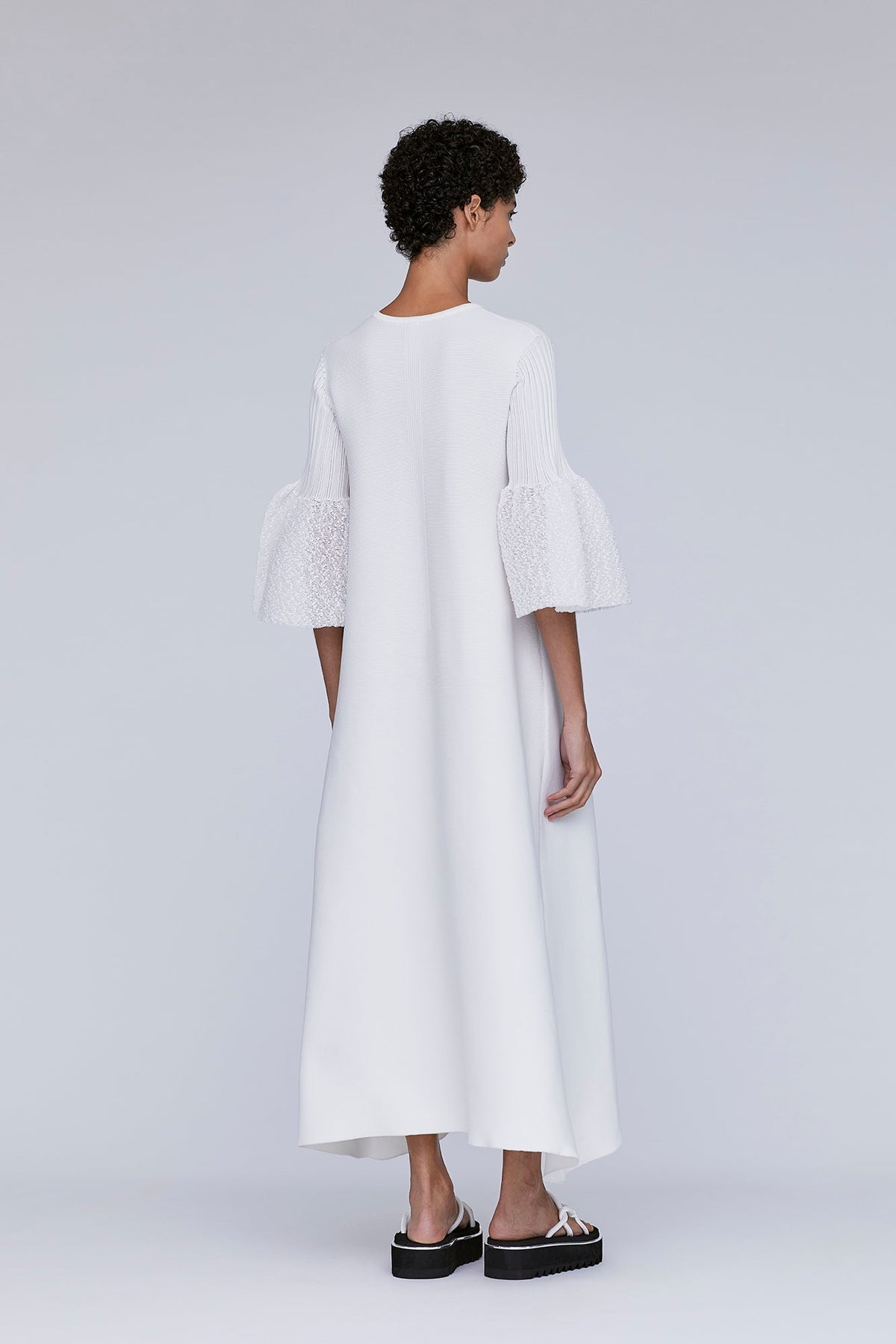 POTTERY ORNAMENT SHORT BELL SLEEVE FLARE DRESS