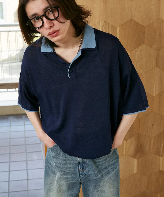 LOVE POP STUDIO Collar Layered Knit Polo Shirt Limited Edition