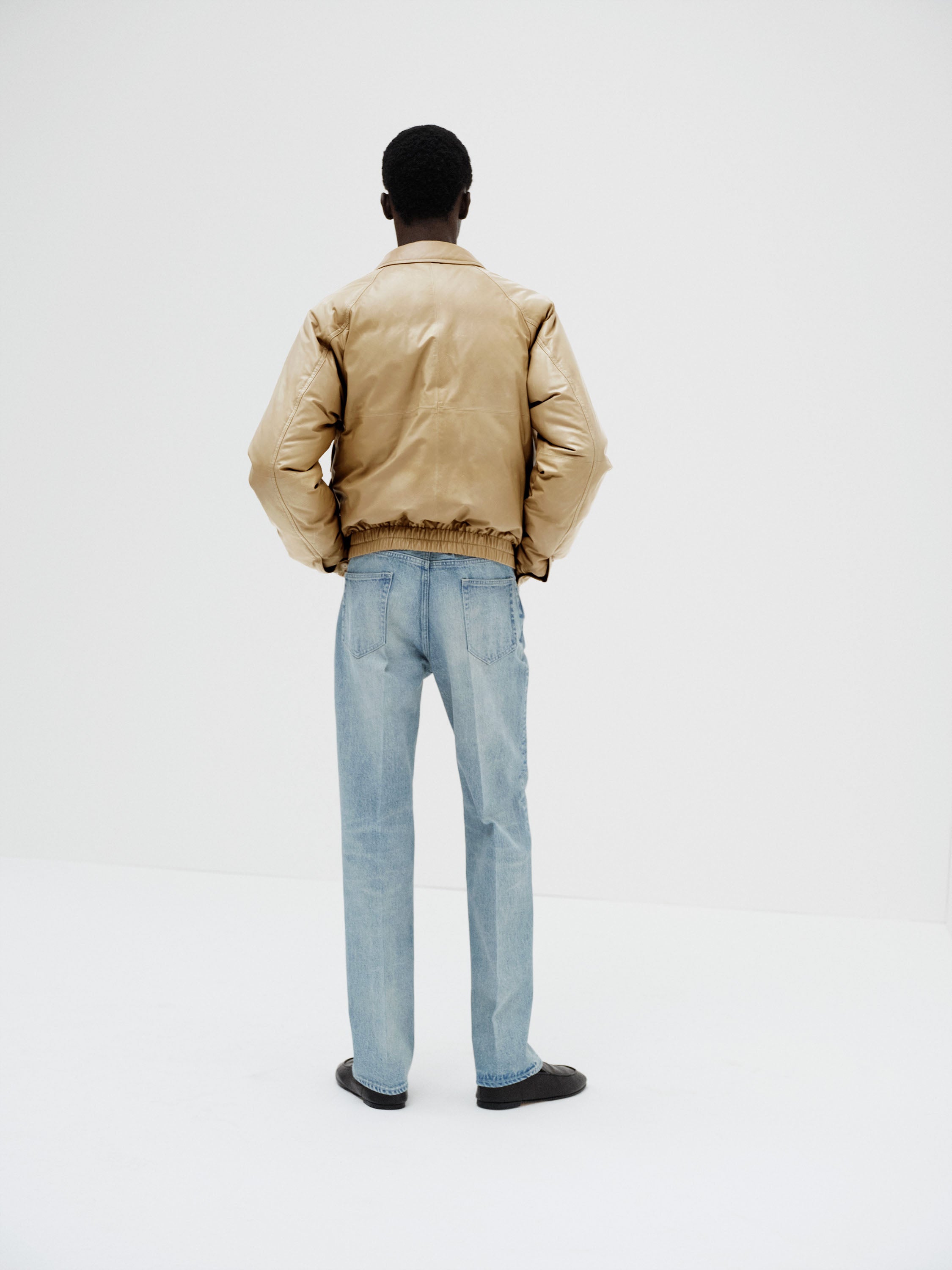FINE CALF LEATHER DOWN BLOUSON