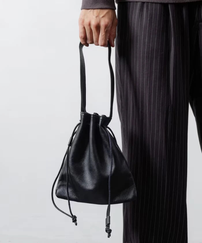 Drawstring Leather Handbag