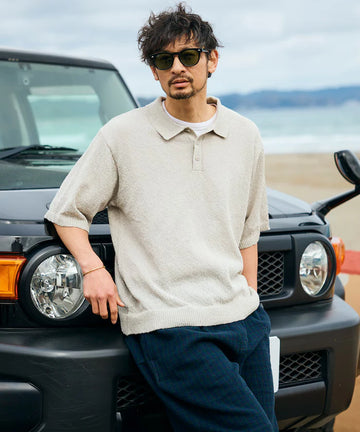 Dry Touch Boucle Yarn Knit Polo Shirt