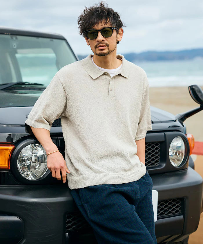 Dry Touch Boucle Yarn Knit Polo Shirt