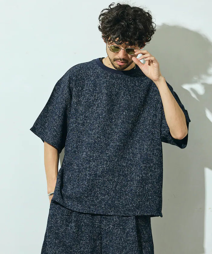 Dry Touch Summer Tweed Short Sleeve Crew Neck