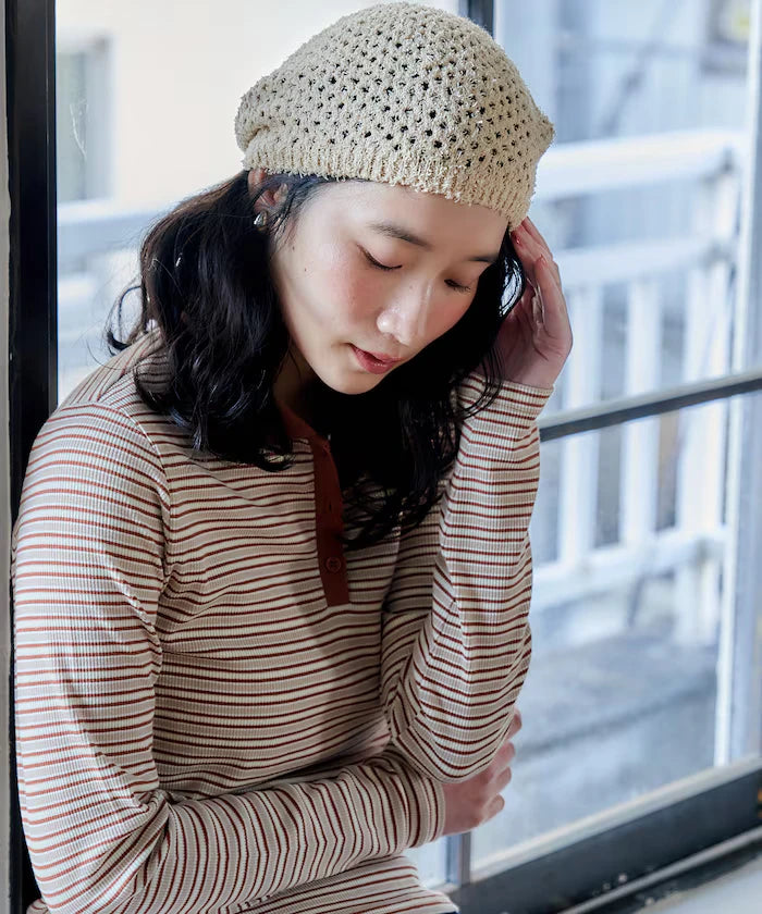Lace Knit Beret Hat