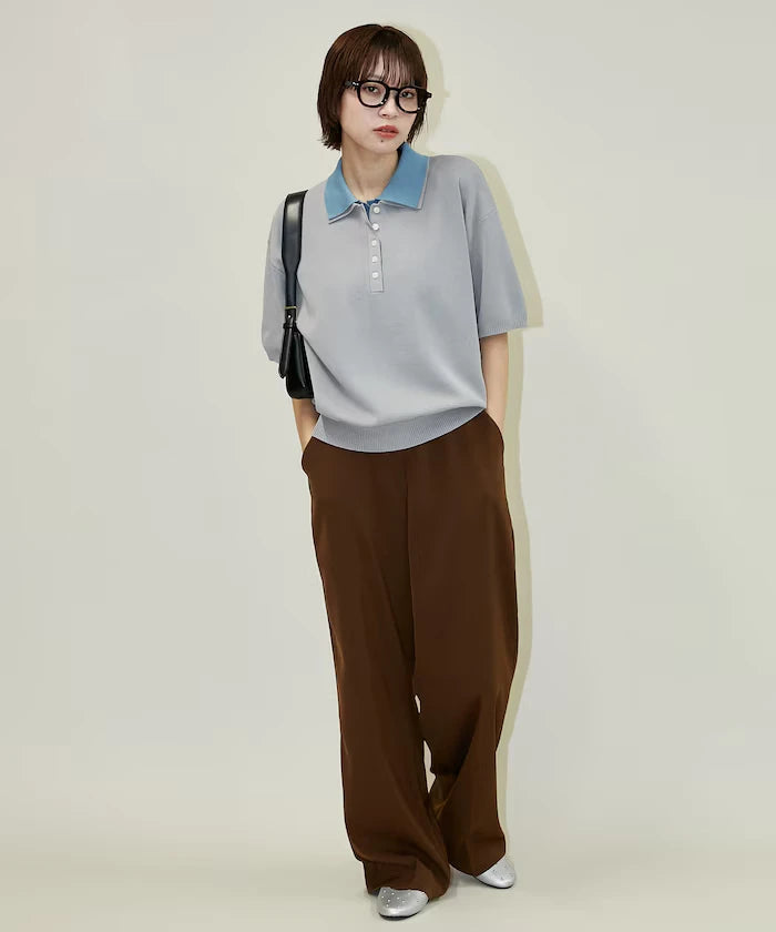 Color Scheme 2-Panel Collar Short Sleeve Knit Polo Shirt Limited Edition