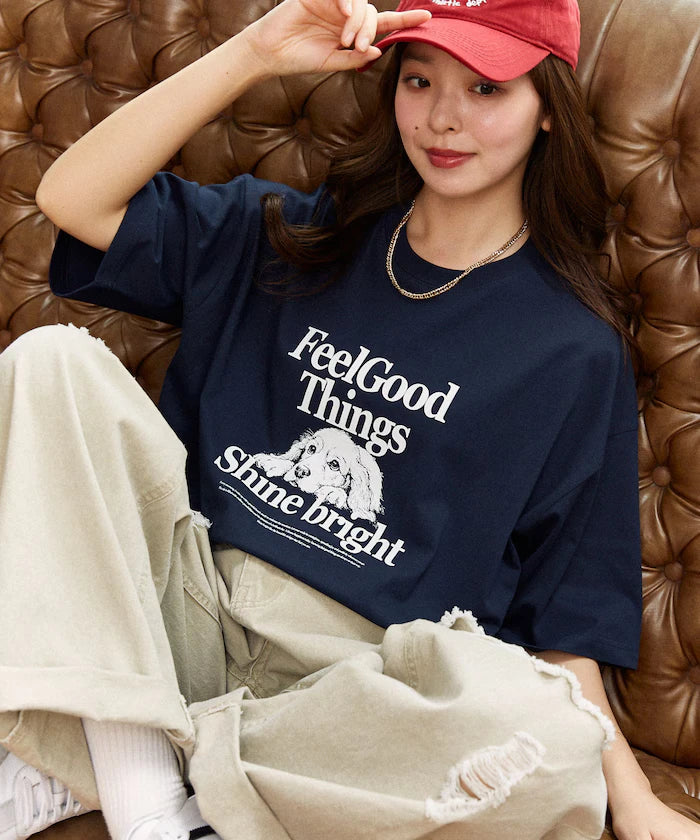 <Functional Material> Shime Bright Dog Print T-shirt Limited Edition