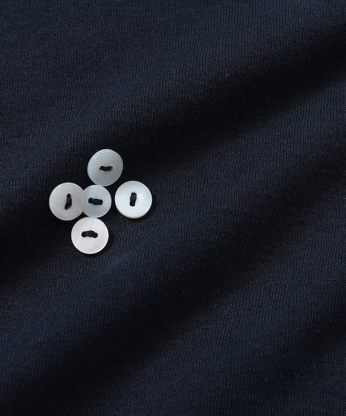 Shell Button Flower Motif Cotton Modal T-Shirt